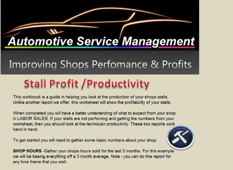 Stall profit and Productivity Power Work Book