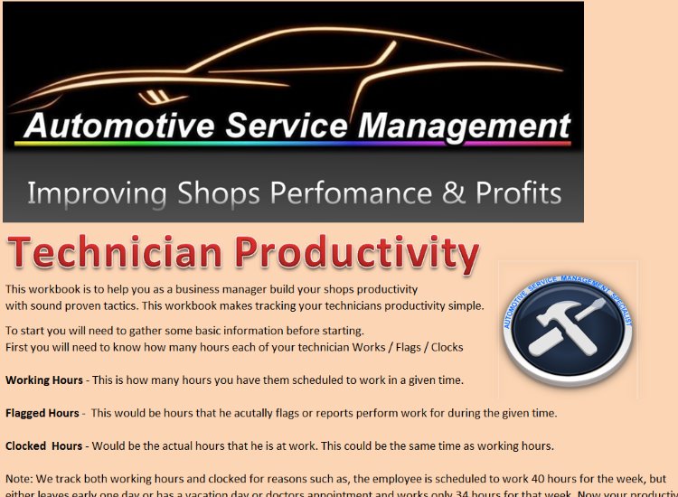 Technician Productivity Power Work Book